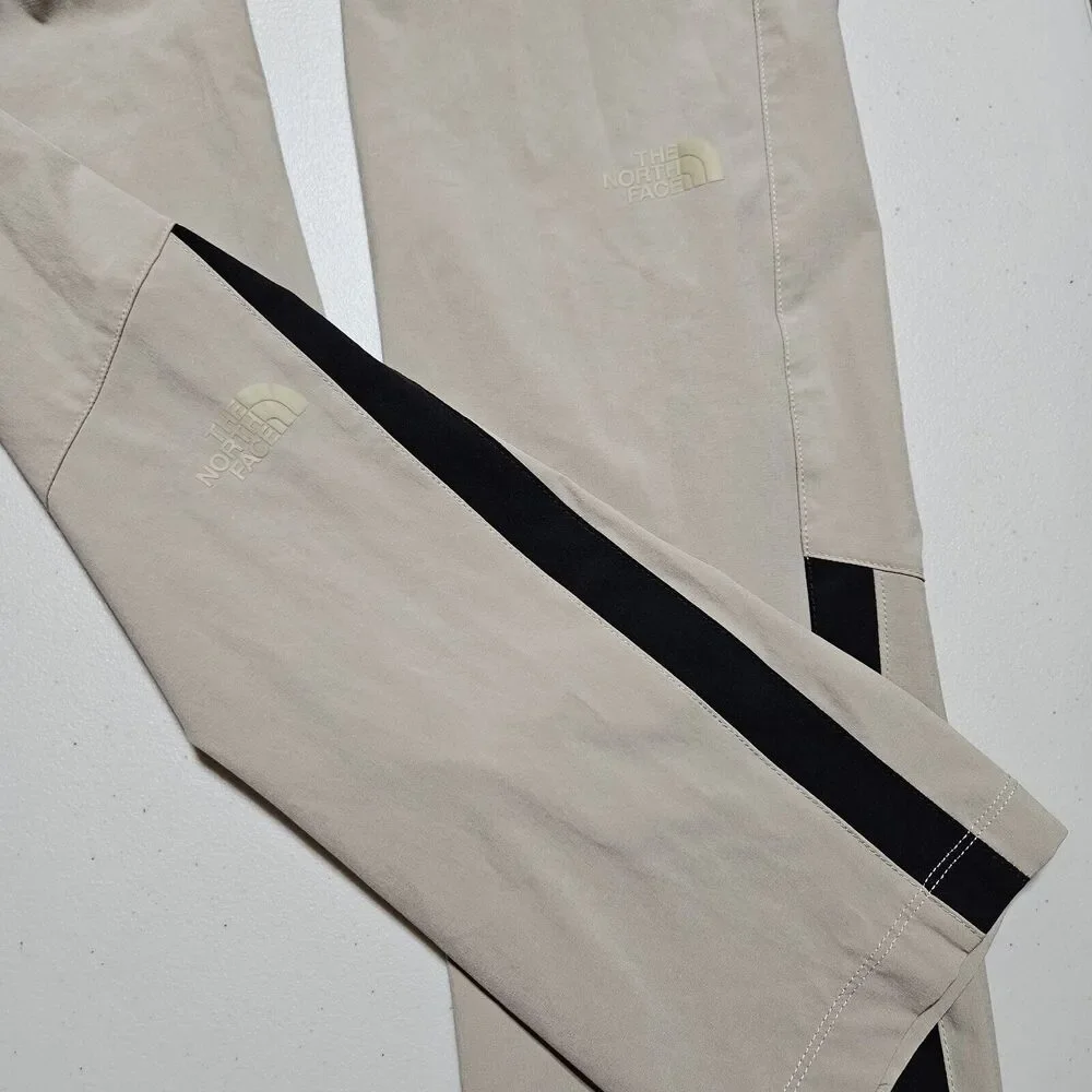 The North Face Essential Pant Mens S Outdoor Stretch TNF Running Zip Ankle Beige